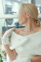 Short Brooch Fur Etol And Off-White Velvet Fur Gloves Combination - 2