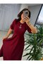 Bow Detail Plunging Neckline Short-Sleeved Midi Dress - 3