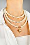 Three Rows Pearl Necklace with North Star Pendant - 3