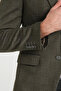 Eleventy Men's Khaki Lycra Cotton Blended Plaid Pattern Slim Fit Sports Blazer Jacket - 5