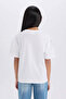Relax Fit Crew Neck White Girl's T-Shirt D8555A8/Wt34 - 4