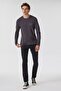 Renzo Men's 100% Cotton O-Neck Long Sleeve T-Shirt Anthracite - 2