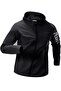 Men's Sporty Run Printed Wind and Waterproof Mesh Lining Hiking Sports Fitness Raincoat