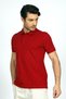 Newandy Men's 100% Cotton Polo Collar T-Shirt Dark Red - 3