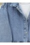 Stone detailed spreading pocketed denim jacket - ice blue - 7