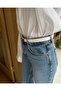 Gold Lock Buckle Stitched Belt 2cm White - 7