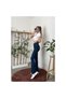 Lina Dark Blue Flare Jeans High Waist Power Lycra Denim Trousers - 3