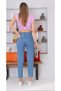 By-3238 Women's High Waist Mom Jeans Lycra Stretch Jeans Skinny Leg Pants - 3