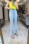 By-8730 Blue Snow Wash High Waist Stretch Fabric Front Slit Jeanblue Stone Jinox Jeans - 4
