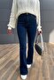 Defne Navy Blue Flare Jeans Women's Gathering Power Lycra Gathering (full fit) - 3