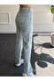 Ice blue palazzo jeans with slits - 2