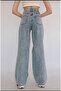 Benjamin Floara Snow Wash Blue Lycra Super High Waist Loose Jeans Palazzo Trousers - 3