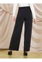 High Waist Wide Leg Belt Pocket Oversize Fabric Trousers - 4