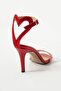 Sandra Leather Back Heart Detail Red High Heels - 4