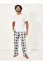 Solid Henley Neck T-Shirt & Checkered Pyjama Set