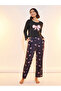 Bow Print Round Neck T-Shirt & Pyjama Set