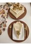 1 Piece Ramadan Special Cream Crescent and Oil Lamp Patterned Runner (130 X45) and 6 Pieces Brown Plate (33X33) - 4