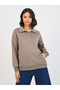Oversized Longline Polo Sweatshirt with Embroidery Detail - 3