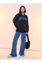 Slogan Print Drop Shoulder Half-Zipper Sweatshirt - 3