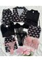 Black Rose Satin Boxed 9 Piece Giant Pajamas Nightgown Dressing Gown Underwear Dowry Set