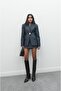 Dark Blue Forman Skirt Jacket Denim Set - 4