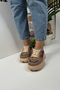 Daily Women's Mink Navy Blue Red Sneaker High Sole Lace Tiger Stripe Shoes 032 - 3