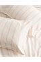 Linda Striped Double 100% Cotton Washable Seersucker Bed Sheet Pcs Duvet Cover Set - White/Coral - 8