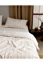 Linda Striped Double 100% Cotton Washable Seersucker Bed Sheet Pcs Duvet Cover Set - White/Coral - 3
