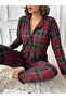 Suede Plaid Long Sleeve Pajamas Set Misspt5660 - 6