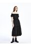 Boat Neck Plain Short Sleeve Women's Dress (S4)