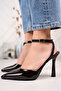 Women's Bitter Brown Patent Leather Back Strap Heeled Shoes - 2