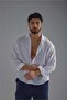 Men's Linen White Button Shirt White - 5