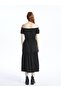 Boat Neck Plain Short Sleeve Women's Dress (S4) - 5