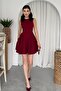 Women's Burgundy Atlas Fabric Double Pocket Design Sleeveless Mini Flared Dress 366 - 4