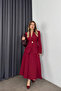 Burgundy Pleated Bell Model Balloon Skirt - 4