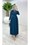 Summer Design Abaya Set with Pleated Abaya Made of Double Crepe Fabric - 2