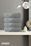 4-Piece Beaded Gray Hand Towel - 50X90 Cm, 225 Gr, 100% Cotton, Spa and Hotel Towel