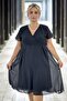Kruvaze Collar Comfortable Fit Angled Sleeves Plus Size Lined Evening Dress - 3