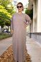 100% Acrylic Hair Knitting Patterned Low Sleeve Cycling Collar Extra Large Size Knitting Dress - 5