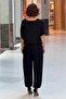 Black Sequin Sequin Detailed Slit Cotton Baggy - 7