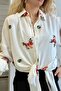 Women's White Embroidered Oversize Comfortable Fit Linen Aerobin Shirt 25Kgmlp028 - 5