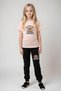 Teddy Bear Together Printed Girl's Short Sleeve T-Shirt and Sweatpants Set