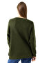 Women's Khaki Oversize Casual V-Neck Knitwear Sweater - 6