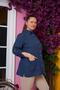Large Size Indigo Shirt with Sleeve and Crochet Detail - 2