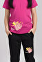 Smile Printed Girl's Short Sleeve T-Shirt and Sweatpants Set - 4
