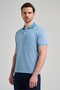 Turquoise Short Sleeve Printed Pique Polo Collar Pocketless Flexible Casual Slim Fit T-Shirt 1011250150