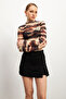 Women's Round Yak Multicolor Print Long Sleeve Tulle Blouse