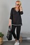 Black V-Neck Ribbed Double Suit - 6