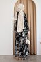 Mari Flower Patterned Black Dress - 3