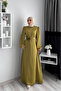 Women's Satin Stone Detailed Hijab Dress Nms050 - 3